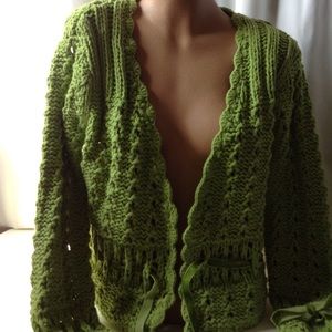 New green knitted sweater cardigan